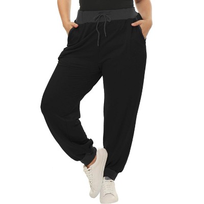 Agnes Orinda Women's Plus Size Drawstring Waist Contrast Color Sweatpant  Dark Blue 3x : Target