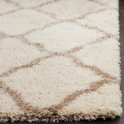 Hudson 3' x 5' Ivory/Beige Geometric Shag Synthetic Rug
