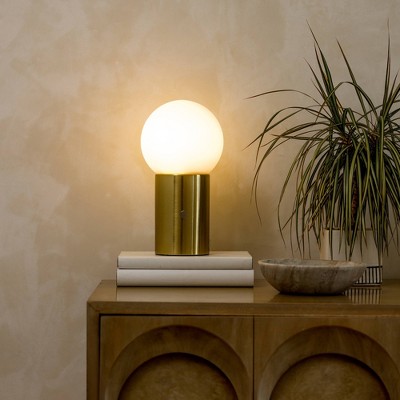 Kai 11" Antique Brass Globe Table Lamp with USB Port