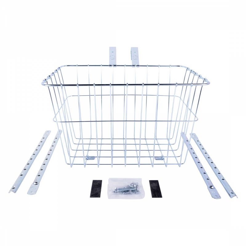 Wald 1352 Front Grocery Basket with Adjustable Legs: Silver 7/8" to 31.8mm Bars Dimensions: 14 x 9 x 9", 2 of 3