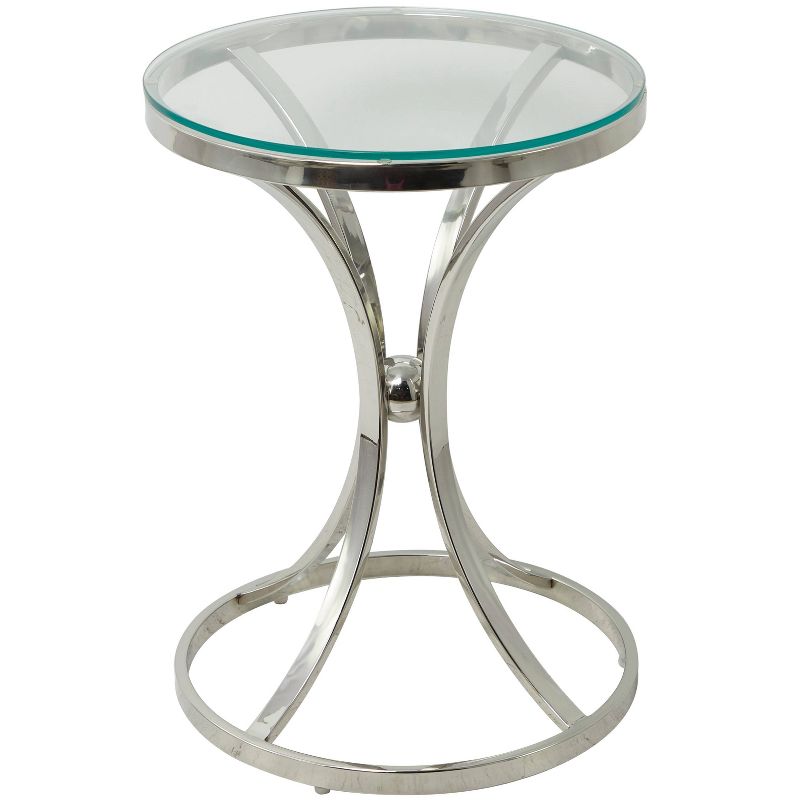 Contemporary Stainless Steel Accent Table with Round Base - Olivia & May, 1 of 8