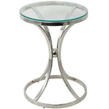 Contemporary Stainless Steel Accent Table with Round Base - Olivia & May