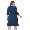 Agnes Orinda Women's Plus Size Square Neck Swiss Dots Wedding Empire Waist Ruffle Hem Chiffon Midi Dresses - 4 of 4