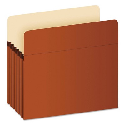 Pendaflex 5 1/4 Inch Expansion File Folders Pocket, Manila/Red Fiber, Letter, 10/Box