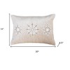 HomeRoots 14" X 20" Beige Ivory And Gold Christmas Snowflakes Throw Pillow With Embroidery - 3 of 4