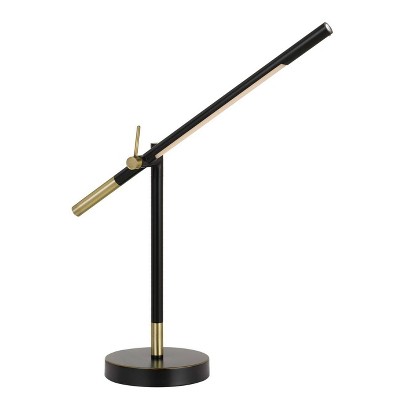 27" Metal AdjusDesk Virton Arm Desk Lamp (Includes LED Light Bulb) Black/Antique Brass - Cal Lighting