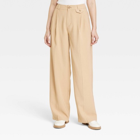 Women's High-rise Relaxed Fit Baggy Wide Leg Trousers - A New Day™ Tan 8 :  Target