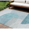 Teal Blue And Silver Geometric Washable Indoor Outdoor Area Rug - 2 of 4