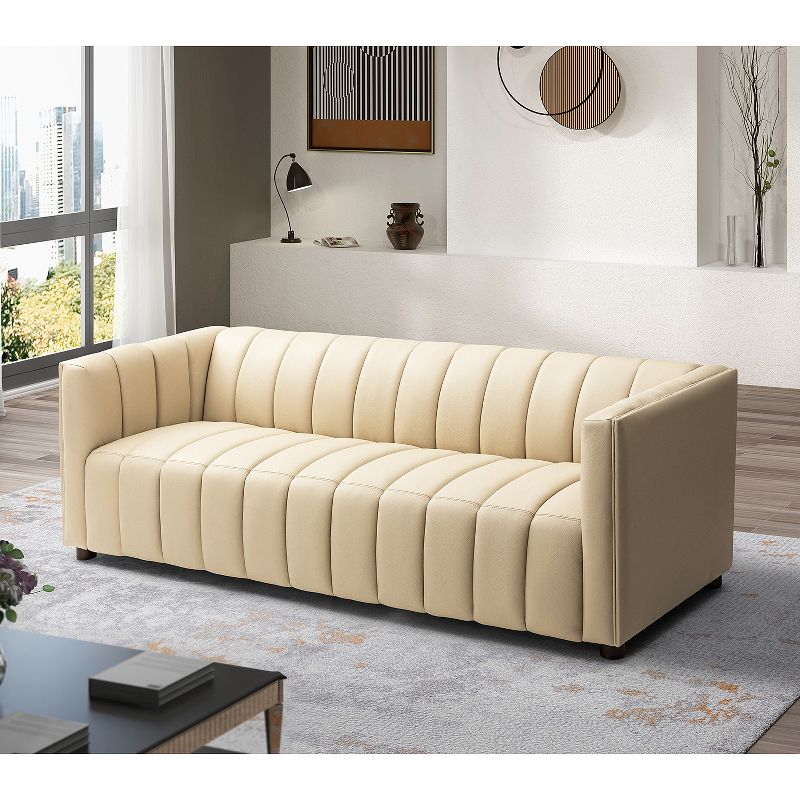 Ulysses 83" Genuine Leather Sofa with Channel-tufted | ARTFUL LIVING DESIGN, 2 of 11
