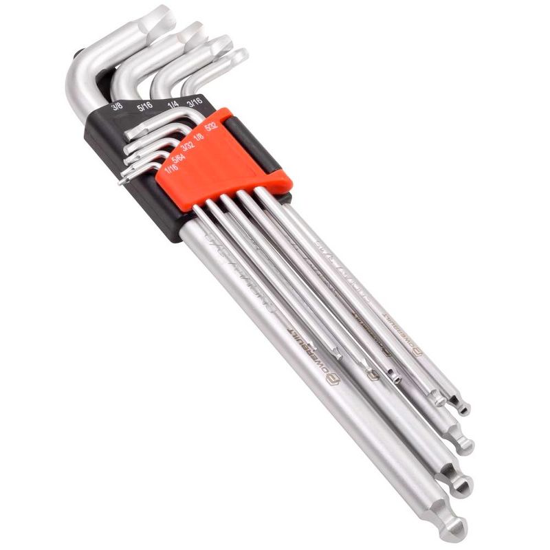 Powerbuilt 9 Piece Zeon SAE Hex Key Wrench Set for Damaged Fasteners, 1 of 4