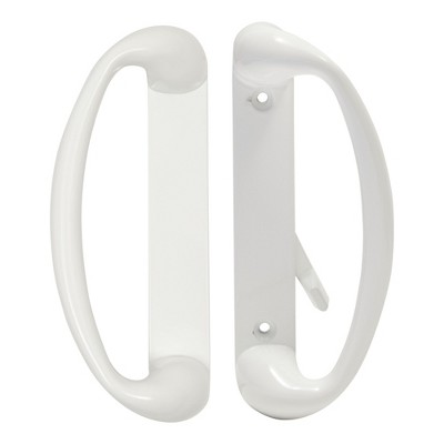 Built Industrial Sliding Glass Patio Door Handle Replacement Set, White Diecast, Mortise Style, Non-Keyed (Fits 3-15/16" Hole Spacing)