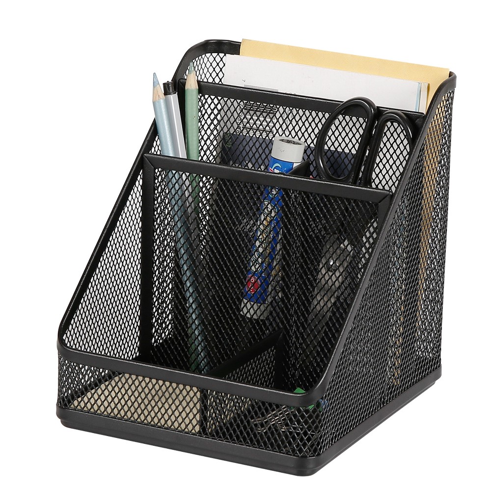 Photos - Desk Organiser Mesh Medium Desktop Organizer Black - Brightroom™