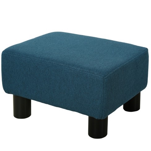 Foot Stool Wood Ottoman Footrest Bench Seat Chair Rectangle Sofa Blue Small  Legs