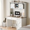 KTMBDW 47" Farmhouse Desk with Hutch,Wood Home Office Executive Desk with Drawer,Charging Station,Storage Cabinet,Rustic Writing Computer Desk,White - 2 of 4