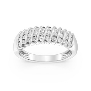 GILDED 14KT Gold Plated & 925 Sterling Silver Statement Band Ring for Women, Lab Grown Diamond, 1/4 & 1/2 Carat Diamonds, Size 7 - 1 of 4
