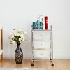 Costway 3 Drawers Metal Rolling Storage Cart Scrapbook Supply & Paper Home Office White - 4 of 4