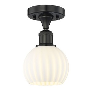 White Venetian - 1 Light Semi-Flush Mount In Modern Style-8.13 Inches Tall and 6 Inches Wide - 1 of 1