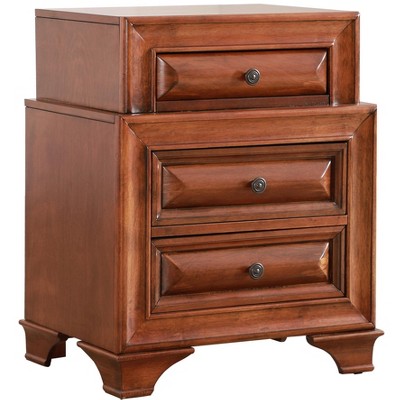 LaVita 3-Drawer Solid Oak Nightstand with Bronze Hardware
