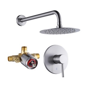 WOWOW Single Handle 5-Spray Patterns Shower Faucet 1.8 GPM with High Pressure Showerhead and Valve in Brushed Nickel - 1 of 4