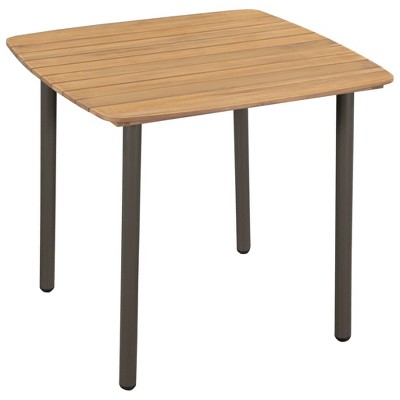 vidaXL Patio Table 31.5 inches x31.5 inches x28.3 inches  Solid Acacia Wood and Steel