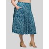 24seven Comfort Apparel Plus Size Teal Geometric Print Elastic Waist Pocket Midi Skirt - 2 of 4