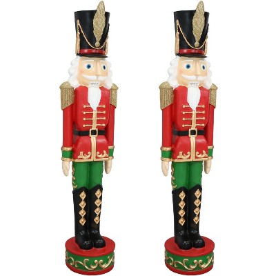 Sunnydaze Indoor/Outdoor Porch or Living Room Polyresin Kristoff the Nutcracker Solider Christmas Holiday Decoration - 37" - 2pk