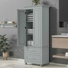 MAYEERTY Grey Tall Storage Cabinet 2 Drawers - 2 of 4