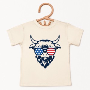 The Juniper Shop Patriotic Cow Sunglasses Toddler Short Sleeve Tee - 1 of 4