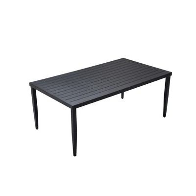 DOMETOUR Outdoor Patio Aluminum 40"x70" Rectangle Dining Table with Tapered Feet & Umbrella Hole, Black