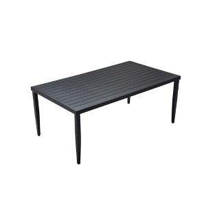 DOMETOUR Outdoor Patio Aluminum 40"x70" Rectangle Dining Table with Tapered Feet & Umbrella Hole, Black - 1 of 4