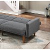 DOMETOUR Transitional Look Living Room Sofa Couch Convertible Bed Blue Grey Polyfiber 1pc Tufted Sofa Cushion Wooden Legs - 3 of 4