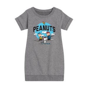 - Peanuts - Snoopy and Friends Skiing Graphic Short Sleeve Fleece Dress - 1 of 4