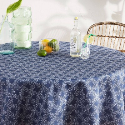 70" Round Island Tile Fabric Tablecloth Blue - Tommy Bahama