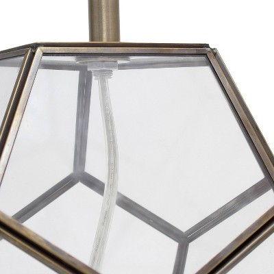 White Fabric Shade Glass and Brass Sphere Table Lamp