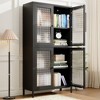 Whizmax Metal Storage Cabinet, 59" Tall Display Cabinet with 4 Glass Door, Kitchen Pantry Cabinet, Glass Storage Cabinet for Home Office - 2 of 4