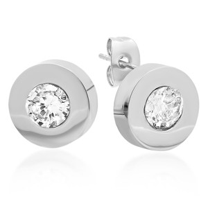 Steeltime Ladies stainless steel adorned with crystals stud earrings. Color Options: Silver, Gold, Rose Gold - 1 of 4