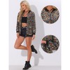 Allegra K Women's Sequined Shiny Long Sleeve Party Zipper Bomber Jacket - 2 of 4