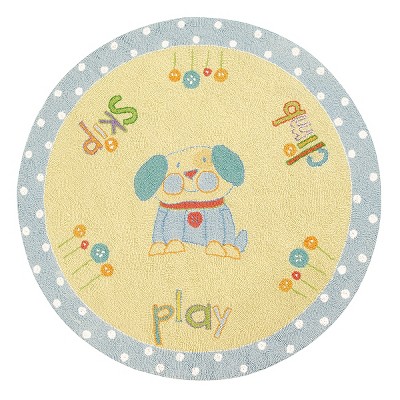 3'x3' Round Woven Dogs Accent Rug Yellow - C&F Home