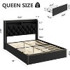 Velvet Bed Frame with 4 Storage Drawers, Upholstered Queen Platform with Tufted Headboard and Nailhead Trim Design - 2 of 4