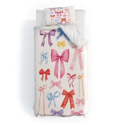 Deny Designs 2pc Twin/Twin XL April Lane Art Cute Bows Ribbons Duvet and Sham Set