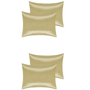 Unique Bargains Standard Breathable Satin Solid Envelope Closure Pillowcase 4 Pcs - 1 of 4