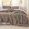 Bedsure | 3/4 Pcs Pinch Pleat Bed Solid Comforter &  Pillowcases Bedding Set - 2 of 4
