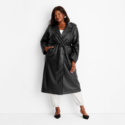 Faux leather trench coat womens deals