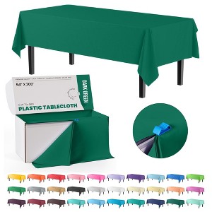 Crown Display 54" X 300' Roll In A Box Cut-To-Size Disposable Plastic Table Cover With Cutter - 1 of 4
