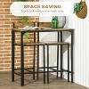 Brown three-piece bar dining table and chairs set, industrial style bar height table and bar stools - 3 of 4