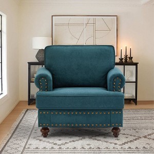 37.2" Modern Sofa Couch With Armrests, Rolling Arm, Wood Frame, Brown Legs Sectional Love Seat Upholstered Sofa - 1 of 4