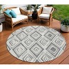 Gray And Ivory Geometric Washable Indoor Outdoor Area Rug - 2 of 4