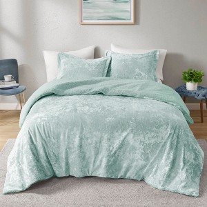 Sapphtopaz 2PCS/3 PCS Crushed Velvet Reversible Comforter Set,Bed Set with 1 Comforter,1/2 Shams,Bedding Set Machine Washable - 1 of 4
