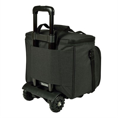 Charcoal Insulated Rolling Picnic Cooler with Service for Four