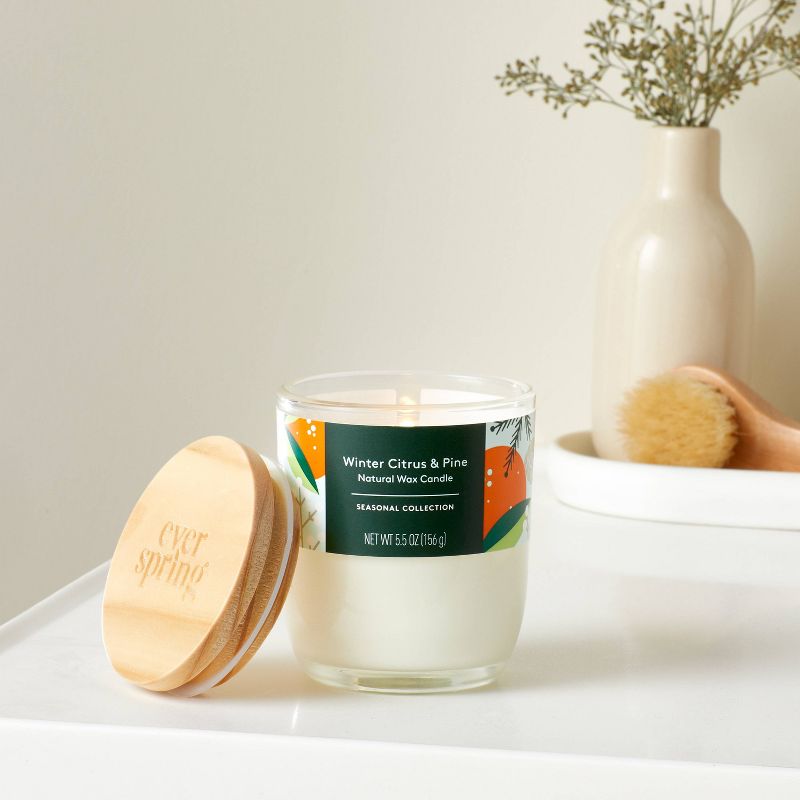 Winter Citrus &#38; Pine Candle - 5.5oz - Everspring&#8482;, 3 of 5
